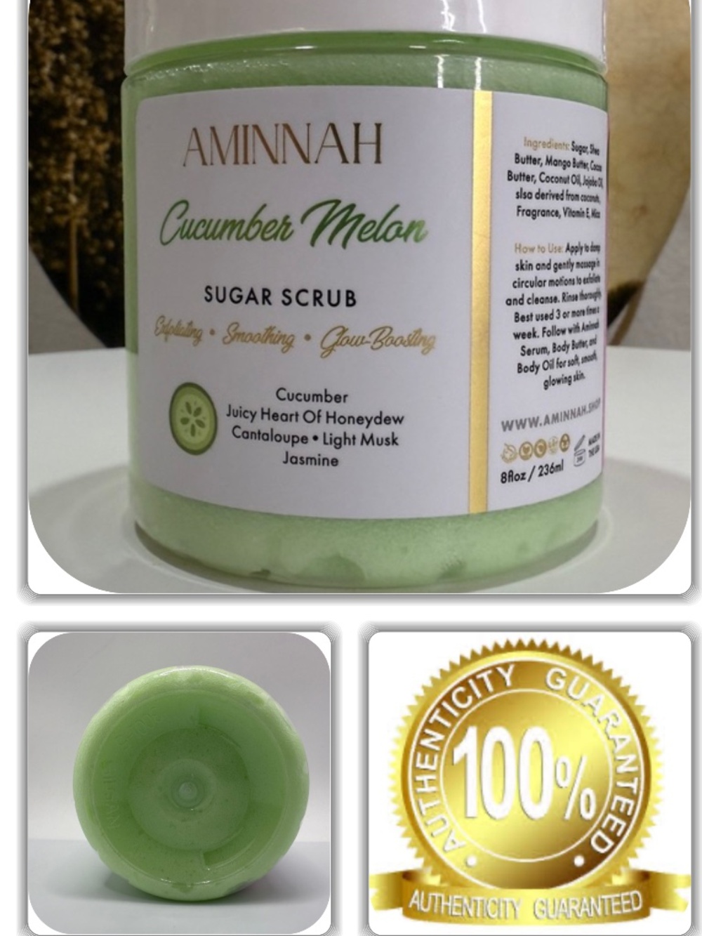 RITZY NWT- AMINNAH CUCUMBER MELON SUGAR SCRUB!